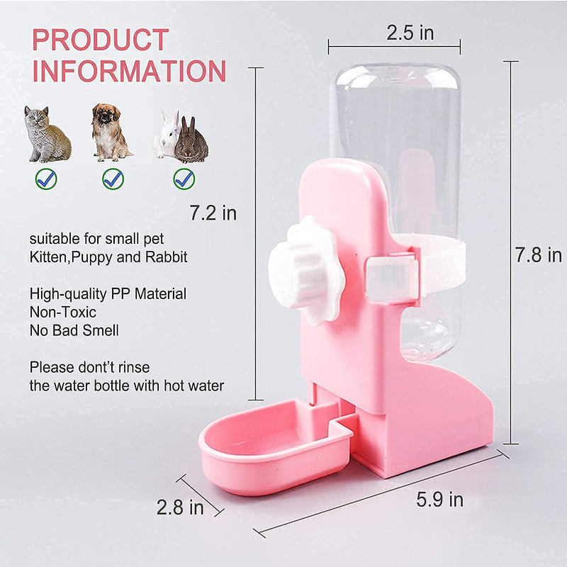 HERCOCCI Rabbit Water Bottle, 17oz/500ml Hanging Fountain Automatic Dispenser by Gravity Flow, Guinea Pig Water Feeder No Drip for Bunny Cat Chinchilla Hedgehog Ferret and Small Pets - PawsPlanet Australia