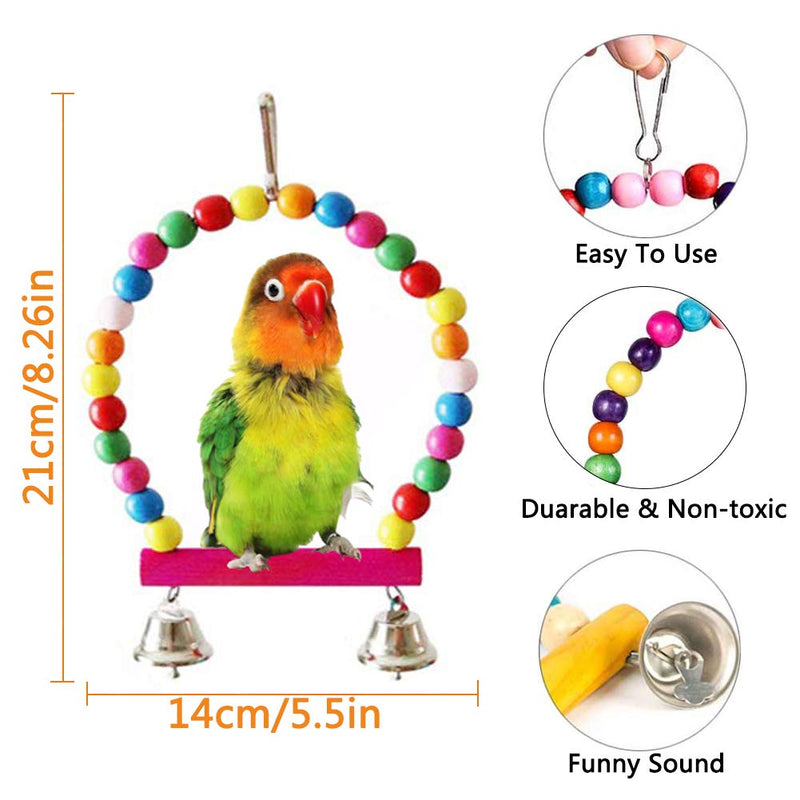 Bebester Bird Swing Toy, 7pcs Bird Parrot Toys Bird Hanging Bell Toy Colorful Hammock for Small Conures, Love Birds, Small Parakeets Cockatiels, Macaws - PawsPlanet Australia