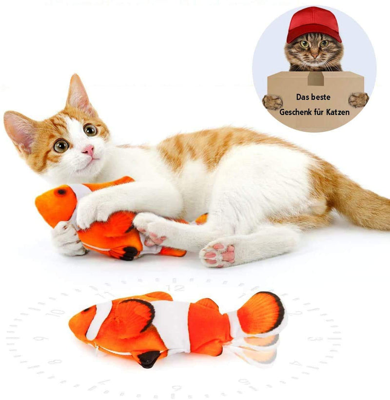 Flopping Fish Cat Toy Electric Moving Cat Clownfish Toy with Catnip for Cat Kitten Biting, Chewing and Kicking Realistic Simulation Interactive Plush Doll Fish with Sensor, USB Recharging 2 - PawsPlanet Australia