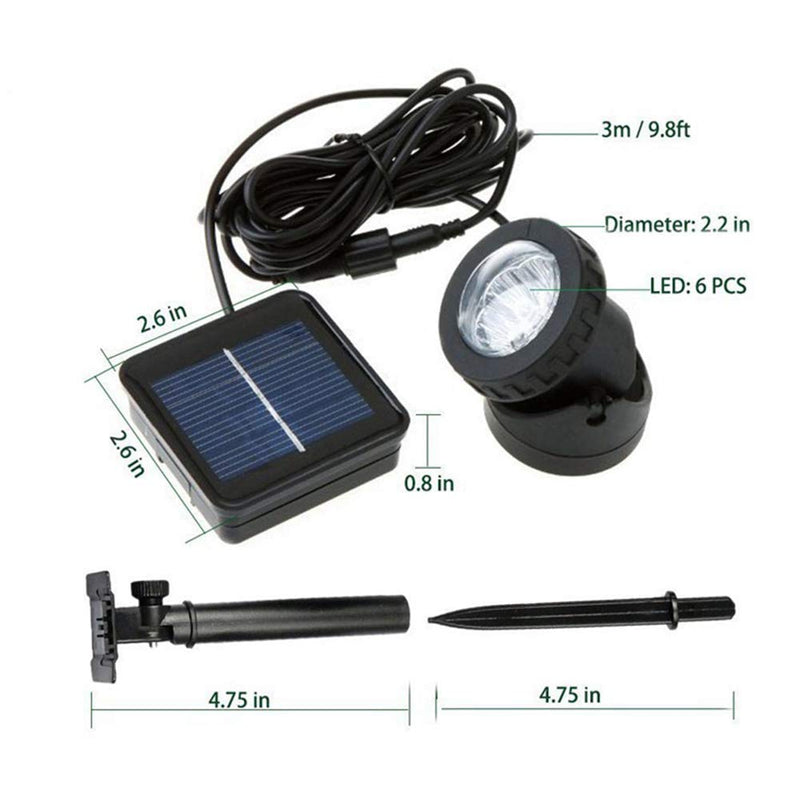 Solar Underwater Pond Light,KINGCOO Waterproof Submersible Lamps Projector Light,6LED Spotlight Fish Tank Light for Garden Pool Yard Landscape Outdoor Lighting (Warm White) Warm White - PawsPlanet Australia