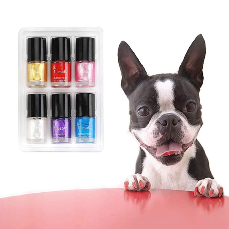 POPETPOP Pet Dog Nail Polish Non-Toxic Water-Base Healthy Ingredients Pet Supplies 6pcs - PawsPlanet Australia