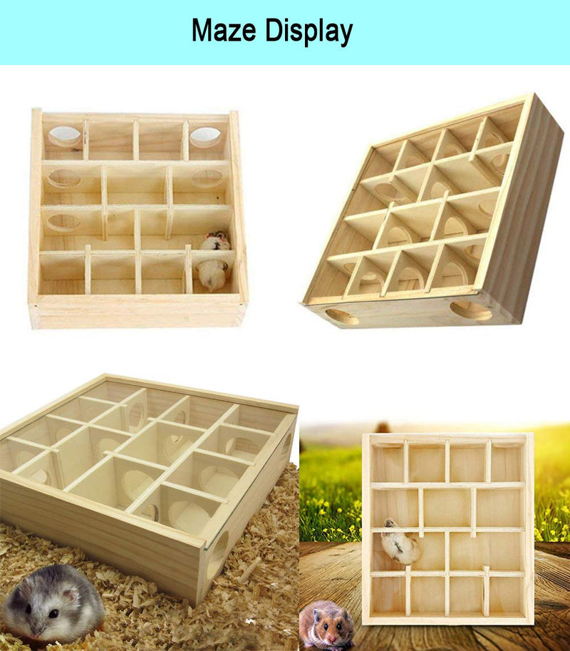 CHANNELS OF CONSUMERISM Hkim Hamster Maze, Meago Natural Wood Toy with Acrylic Cover Dwarf Mouse Cage Tubes Gerbil Maze for Small Furry Animals (Wood Maze) - PawsPlanet Australia