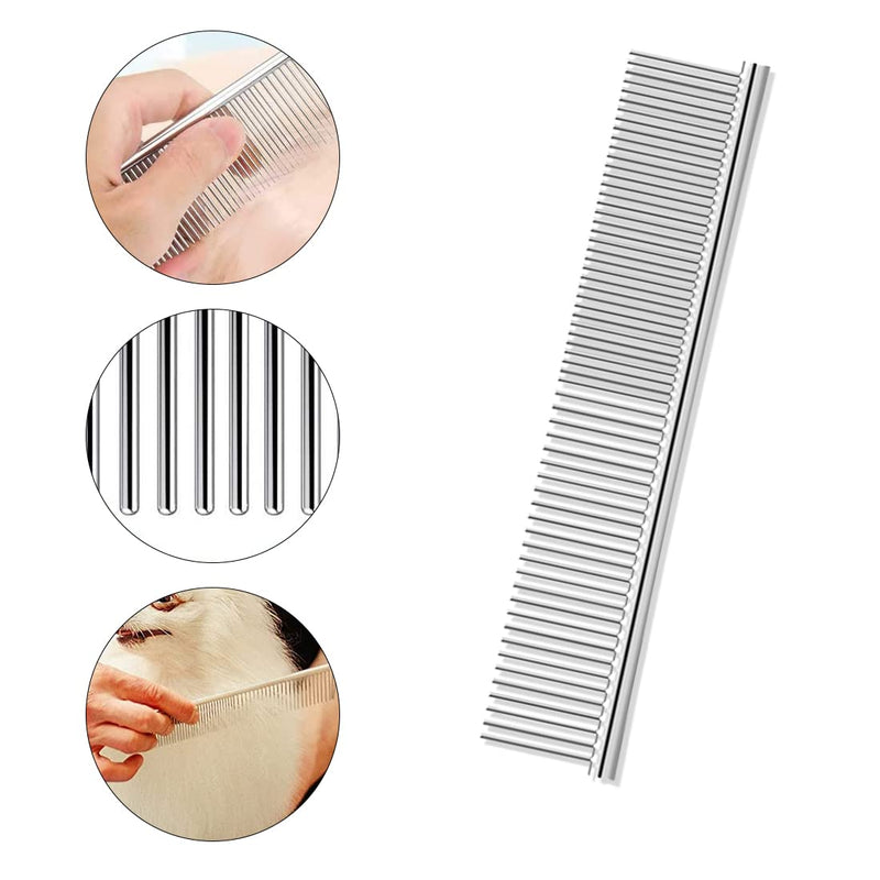 1 Piece Stainless Steel Pet Grooming Comb, Shedding Comb Tool Poodle Finishing Butter Comb Professional Cat and Dog Grooming Comb - PawsPlanet Australia