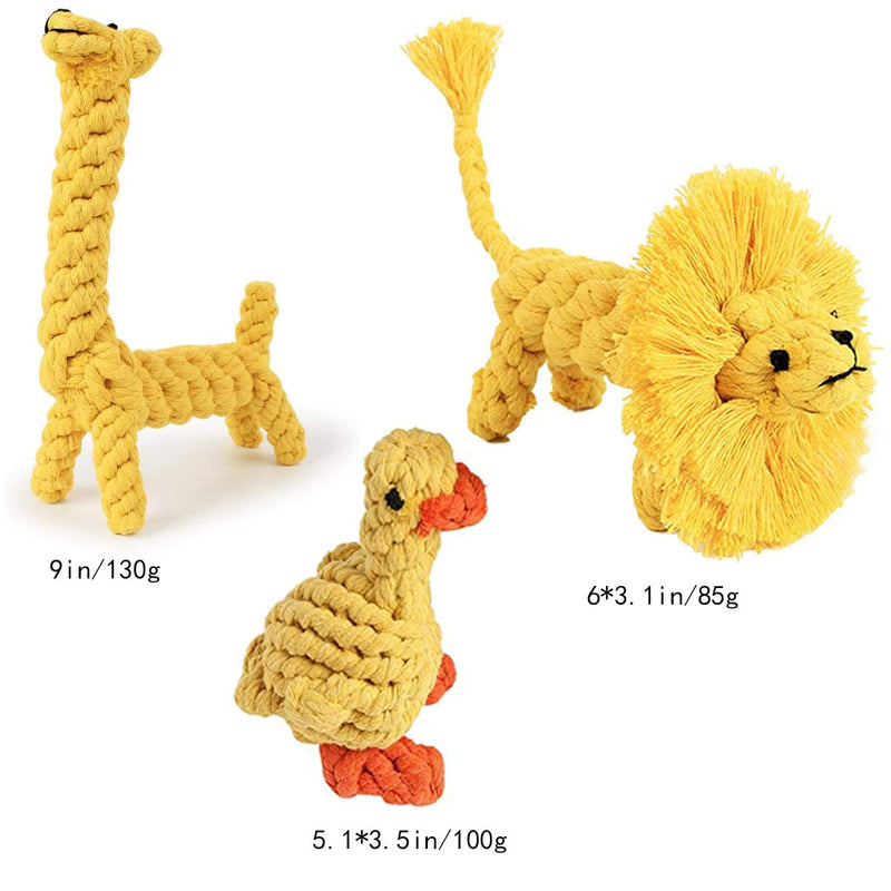 3 Pack Dog Rope Toys, Pet Puppy Chew Toys for Teething Boredom Dogs Rope Ball Knot Training Teeth Dogs Treats Toys Dog Gifts(Duck, Lion,Deer) - PawsPlanet Australia