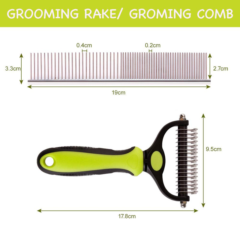 Pet Room Dog Dematting Comb Grooming Tool Kit, 2 Sided Professional Deshedding Comb Undercoat Rake to Remove Loose Knots, Mats, Tangles Hairs Fits for Pets, Dogs, Cats, Horses and Rabbits yellow - PawsPlanet Australia