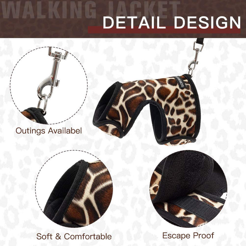 SCIROKKO Cat Harness and Lead - Escape Proof Adjustable Cat Harnesses Best Air Soft Mesh, Leopard Pattern for Kittens Cats Outdoor Walking - PawsPlanet Australia