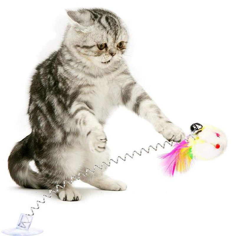 [Australia] - Retractable Cat Toys Wand with 5 Piece Teaser Refills, Interactive Cat Feather Toy for Cat Kitten Having Fun Exerciser Playing 3pcs Spring Mouse Toys 