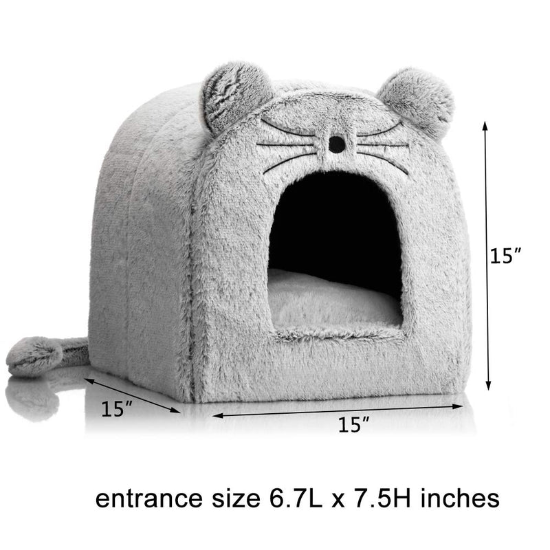 [Australia] - Hollypet Self-Warming Mouse Pet Bed Warm Cave Nest Sleeping Bed Puppy House for Cats and Small Dogs, Gray 