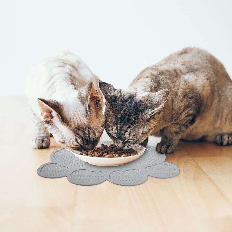 Heveer Pet Food Mat Cat Dog Feeding Mat Silicone Bowl Mat Non Slip Waterproof Placemat for Dogs Cats Food Water Bowls Grey - PawsPlanet Australia
