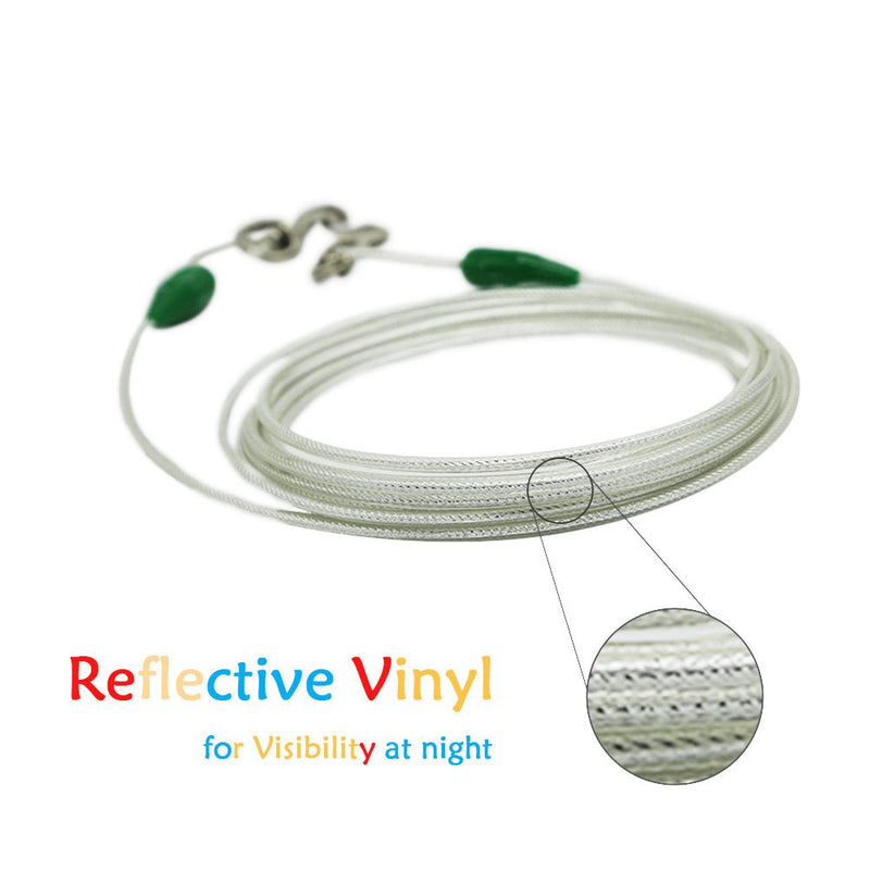 Petest Reflective Tie-Out Cable for Dogs Up to 35/60/90/125/250 Pounds, 15ft 25ft 30ft Length Available 8.8mmX16&60lbs15ft Darkgreen & Silver - PawsPlanet Australia