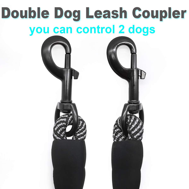 Mycicy Double Dog Leash Coupler, for Two Dogs, No Tangle 360° Swivel Rotation Dual Strong Lead , for Large Medium Small Puppy Dogs Small (1/3"D x 33"L) Black - PawsPlanet Australia