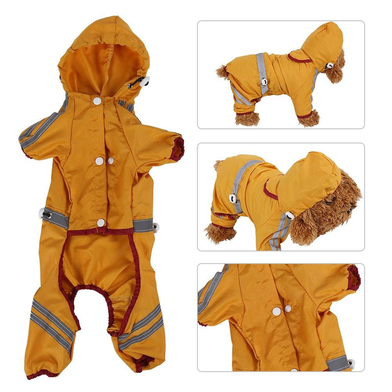 Pet Raincoat, Waterproof Jacket Cat Dog Hood Rain Coat Reflective Jumpsuit Apparel(Yellow XXL) Yellow XXL - PawsPlanet Australia