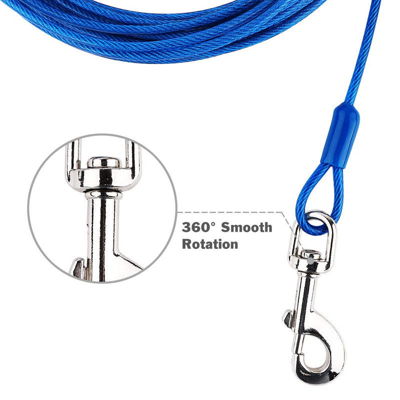 Petbobi 30 ft Tie Out Cable for Dog with Durable Spring and Metal Swivel Hooks for Outdoor, Yard and Camping, Rust- Proof Training Tether dog tether for Small to Medium Dogs Up to 85 Pounds 60Lb 30Ft - PawsPlanet Australia