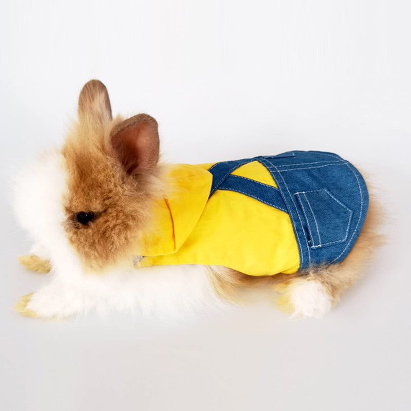 Cute Rabbit Harness and Leash Set, Adjustable Fashion Breathable Denim Strap,Soft Harness with 1.25m Elastic Harness Lead for Small Animal Pet Rabbits,Cats,Ferrets, Hamsters (Yellow, Small) Hat Yellow - PawsPlanet Australia