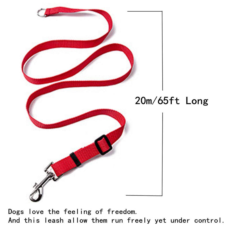 Vividda Extra Long Dog Lead 20m 65ft Strong Dog Training Leads Adjustable Nylon Leash For Medium and Large Dogs, Great for Garden and Park, Recall Training and Playing Red - PawsPlanet Australia