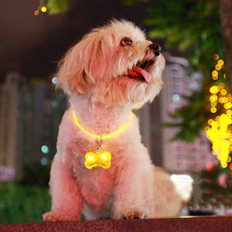 winnes 2pcs Dog Collars Lights Include Battery Visible Up To 1/2 Mile Pet Dog Led Tag Glowing Pendant Necklace Safety Puppy Cat Night Safety Light Flashing Collar Pet Luminous Bright Light (yellow) yellow - PawsPlanet Australia
