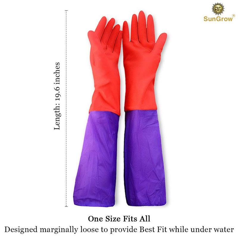 [Australia] - SunGrow Aquarium Water Change Gloves, 19.6 Inches Long, Anti Skidding Design, Keep Hands and Arms Dry, with Seamless Stitching and Elastic Cuff, Ensures Regular Fish Tank Maintenance, 1 Pair 