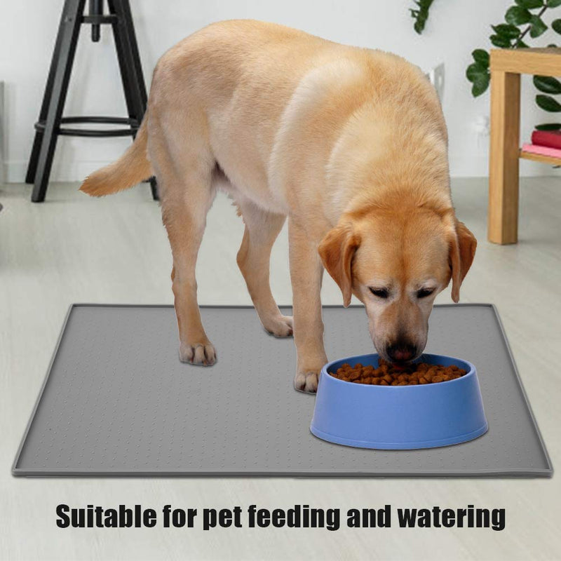 KUIDAMOS Eco-friendly Silicone Grey Pet Place Mat, Dish Bowl Feed Food Water Pad Mat, with Anti-choking Bowl Design,Withstanding -40 Degrees to 240 Degrees(Grey) - PawsPlanet Australia