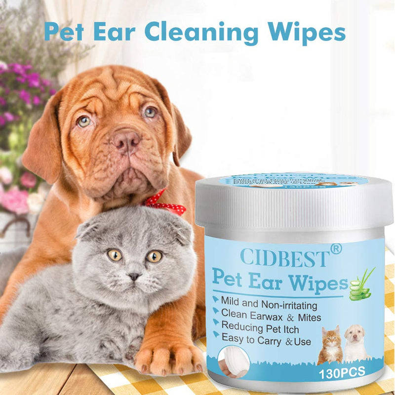 CIDBEST Dog Ear Wipes, Ear Cleaner Pads for Dogs ＆ Cats, Aloe Ear Cleaner Wipes, Removing Wax, Debris & Odor in Pets, Reducing Pet Itch, Easy to Carry ＆Use - PawsPlanet Australia