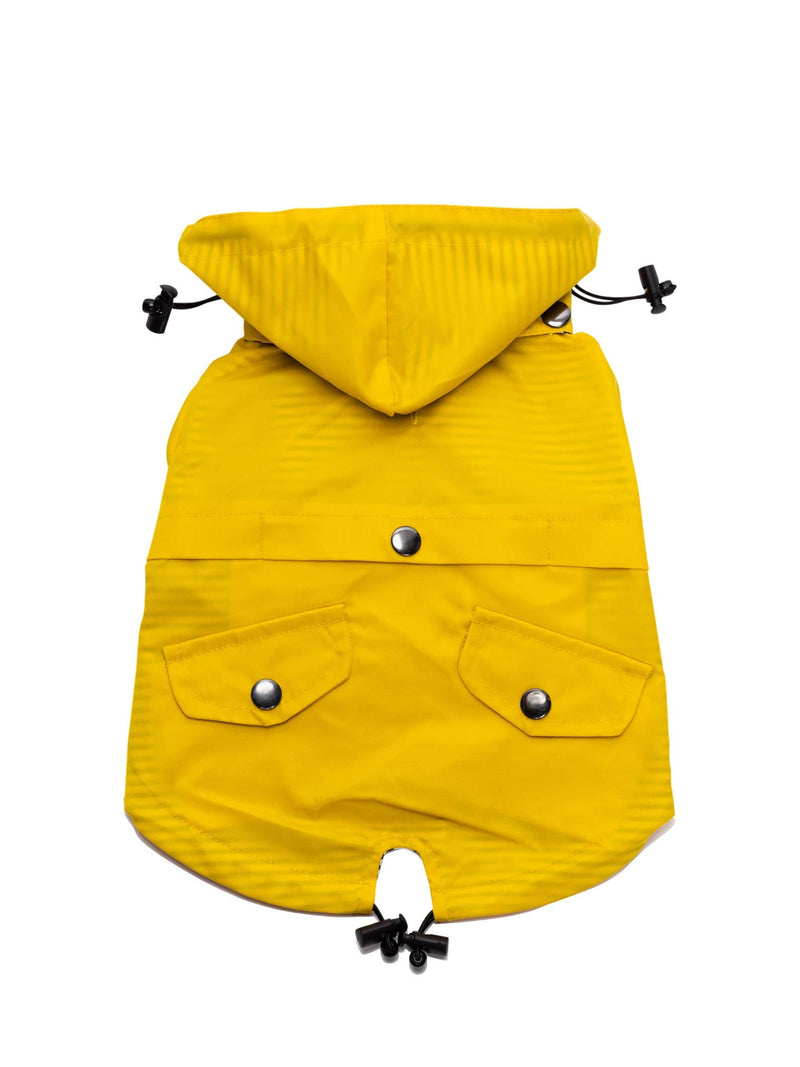 Ellie Dog Wear Yellow Zip Up Dog Raincoat with Reflective Buttons, Pockets, Rain/Water Resistant, Adjustable Drawstring, Removable Hood - Size XXS to XXL - Stylish Premium Dog Raincoats XS - PawsPlanet Australia