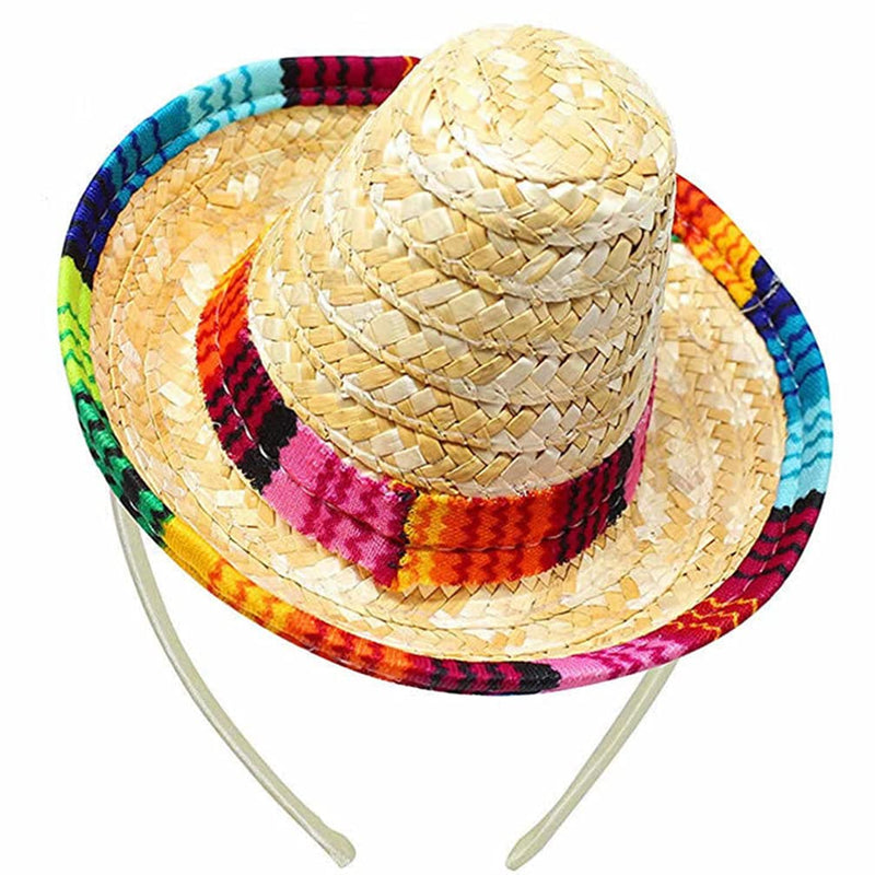WINOMO 2pcs Mini Straw Hat Summer Dog Cowboy Hats Cat Straw Hats Beach Dressing Hats Hair Hoop Hairband Party Dog Headdress- Small S - PawsPlanet Australia