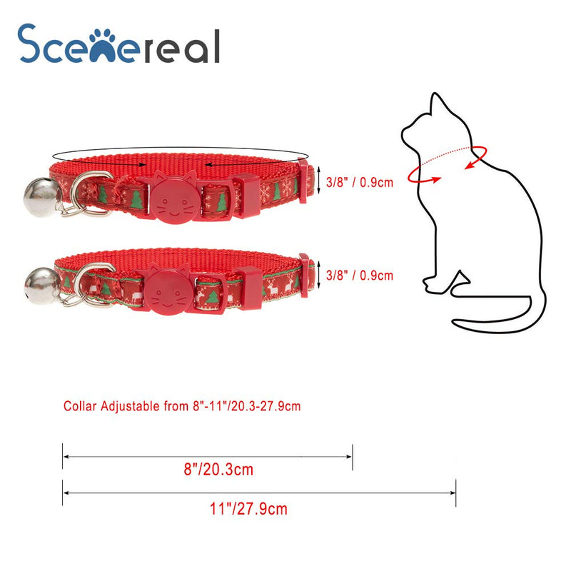 [Australia] - SCENEREAL Cat Collars Breakaway with Bell - Outdoor Safety Collar for Cats Kittens 2 Set/Pack Christmas cat collar 