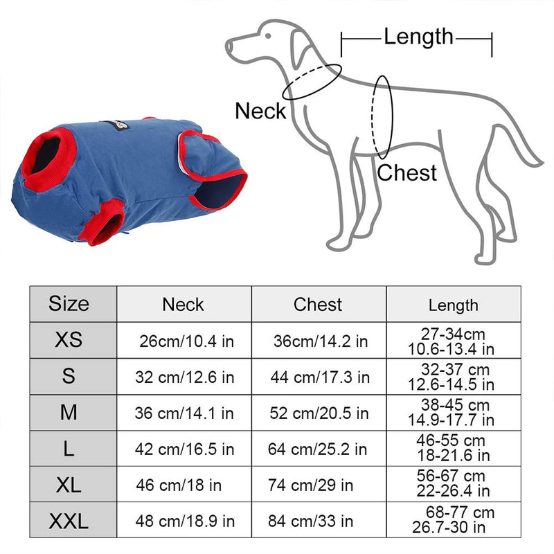 Kuoser Dog Recovery Suit for Small Medium Large Male/Female, Pet After Surgery Wear for Abdominal Wounds Skin Disease, Puppy Cone E-Collar Alternative Prevent Licking biting Scratching L: Chest=64cm/25.2 in - PawsPlanet Australia