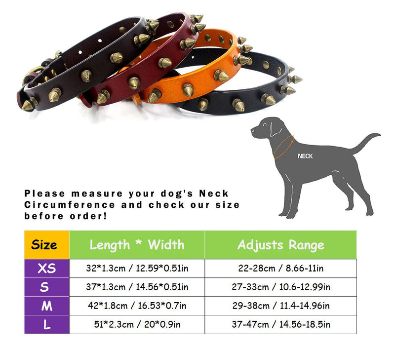 [Australia] - Kismaple Genuine Real Leather Classic Retro Adjustable Collar for Small Medium Large Dog Collar Studded Rivet Spike Anti-bite M Yellow 