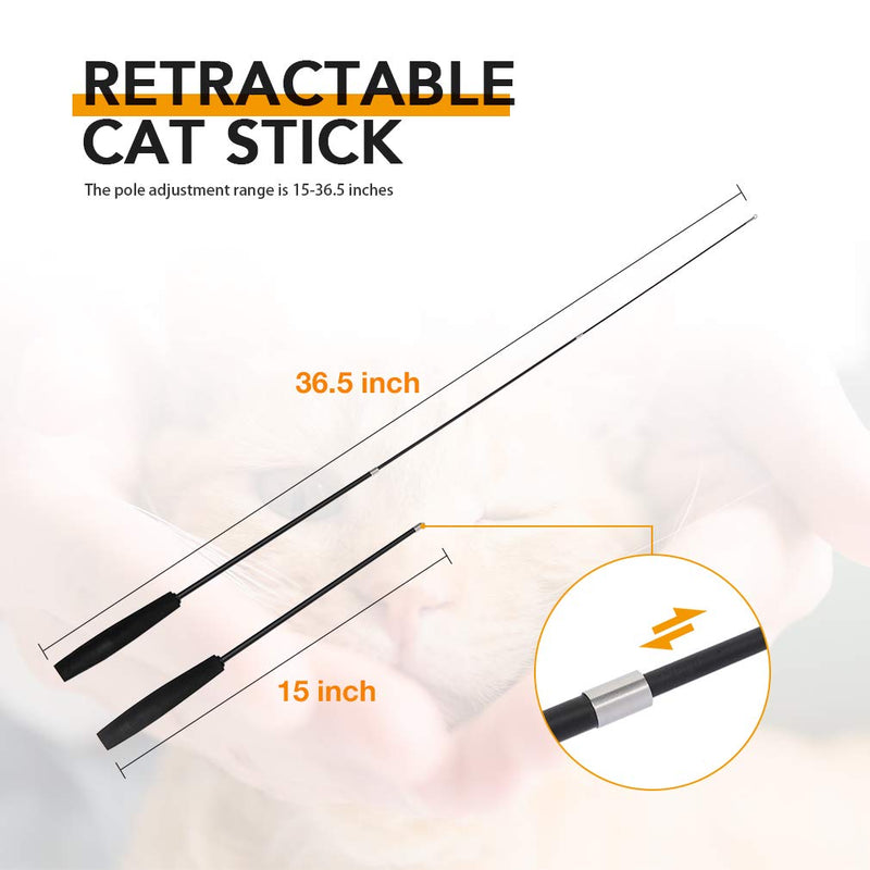 [Australia] - PAWCHIE Interactive Cat Feather Toys - Retractable Cat Teaser Wands - 5 Pcs Feather, 3 Pcs Exerciser Wands for Kittens 