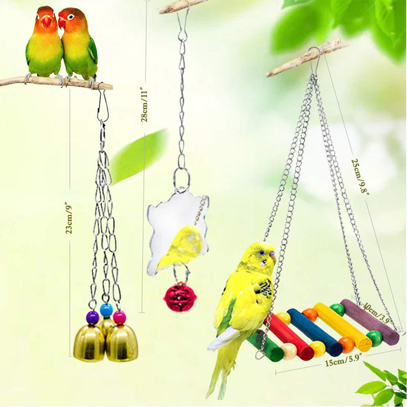 AUHOTA 10Pcs Bird Parrot Toys, Hanging Swing Chewing Perches with Bells Parrot Finch Toys, Hanging Cage Hammock Ladder Bell Toys for Small Parakeets Cockatiels, Conures, Macaws, Love Birds, Finches - PawsPlanet Australia