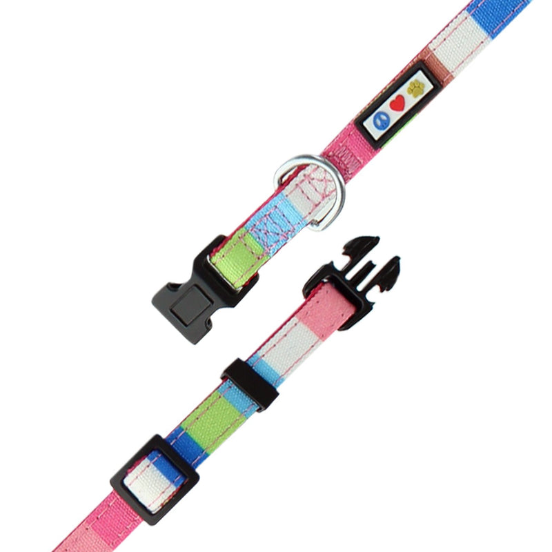 [Australia] - Pawtitas Pet/Puppy Soft Training Adjustable Multicolor Dog Collar Extra Small XS Pink / White / Teal / Green 