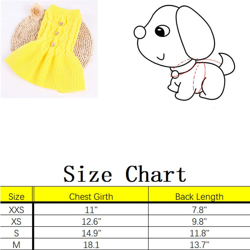 DELIFUR Dog Knit Dress Cute Warm Sweater Pet Winter Clothes The Princess Skirt for Small Dogs and Cats Yellow Blue (XX-Small, Blue) XX-Small - PawsPlanet Australia