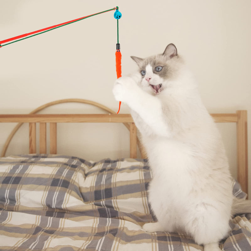 Molain Interactive Magic Wand Toy for Cats, 6 Pieces Assorted Furry Worm Cat Wand Toy Replacement Worm Refills with Bell Cat Worm Refill Chaser - PawsPlanet Australia