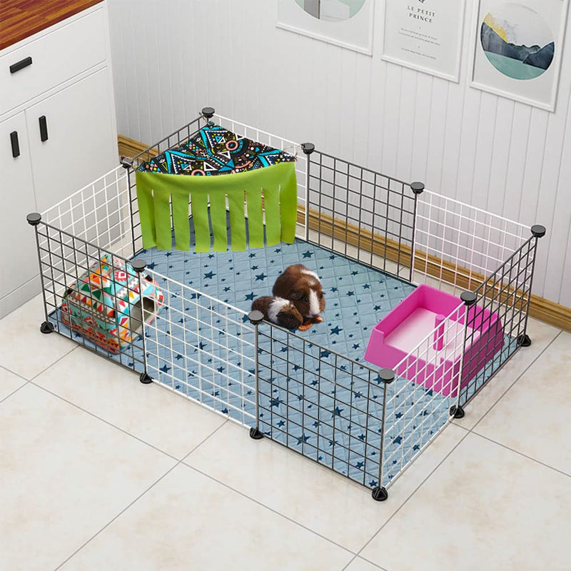 RIOUSSI Guinea Pig Hideout Hideaway Corner Fleece Toys Cage Accessories with Reversible Sides Geo/Gray+Green x 1 curtain - PawsPlanet Australia