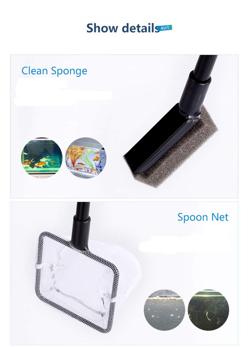 Joyeee Aquarium Cleaning Tool Kit, Fish Tank Cleaner Kit Gravel Cleaner Algae Scraper Glass Scrubber Pad Sponge Fish Net Gravel Rake Long Cleaner Brush Set #1 - PawsPlanet Australia