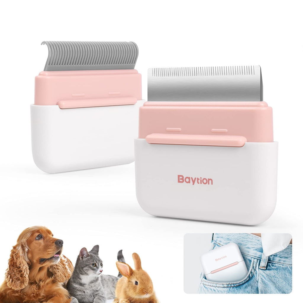 Cat brush, cat comb, portable, Baytion 2-in-1 pet brush, massage and care tool for long hair, short hair to effectively remove dead hair - PawsPlanet Australia