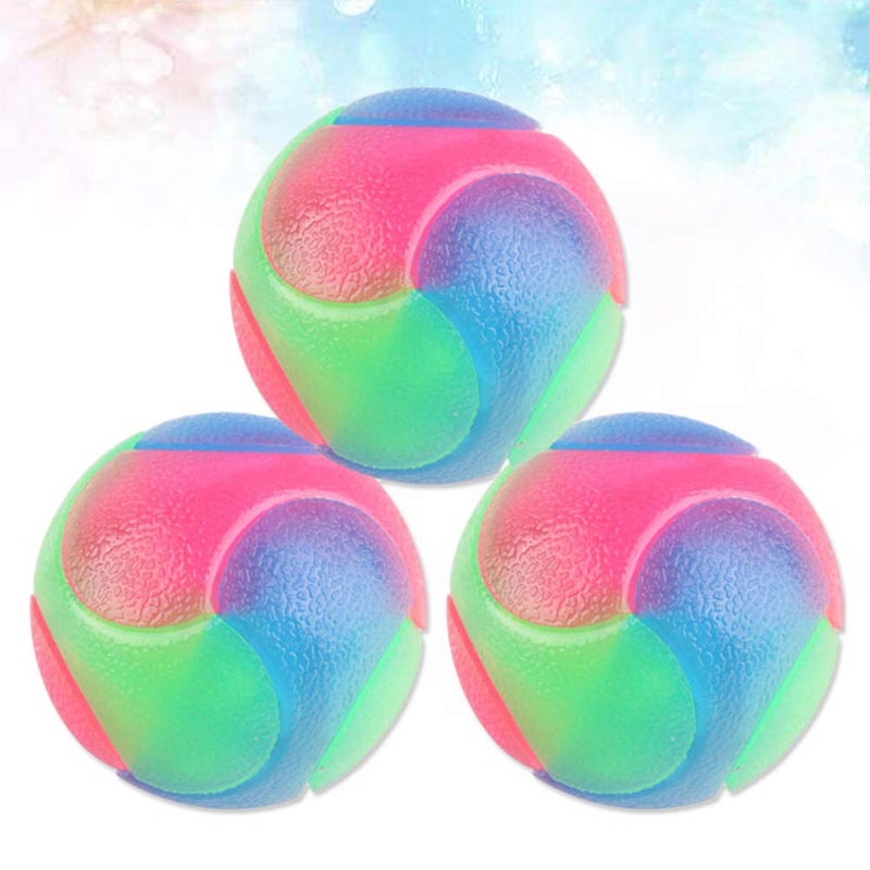 UKCOCO 3Pcs Pet Colorful Rubber Balls, Luminous Balls, Puppy Rubber Tennis Ball, Teeth Cleaning Glittery Toys, Dog Durable Chew Balls - PawsPlanet Australia