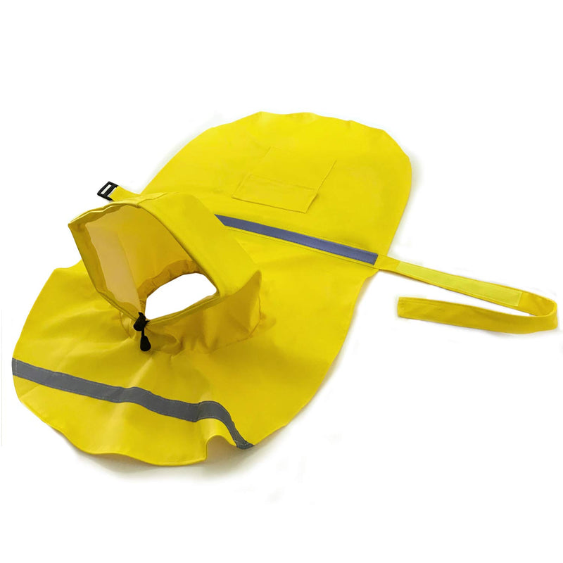 Mikayoo Large Dog Raincoat Ajustable Pet Waterproof Clothes Lightweight Rain Jacket Poncho Hoodies with Strip Reflective XL Yellow - PawsPlanet Australia