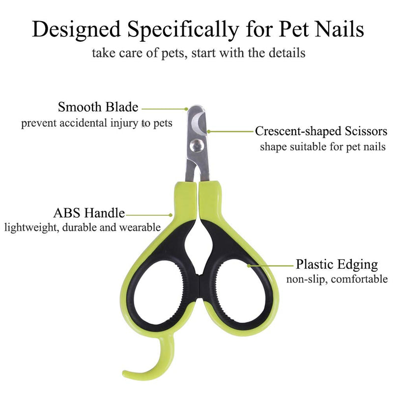 Angzhili Pet Nail Clippers and Claw Trimmer - Cat Claw Clippers for Rabbit Puppy Kitten Kitty Guinea Pig Small Dog - Sharp, Safe,Anti-Scratch (green) green - PawsPlanet Australia