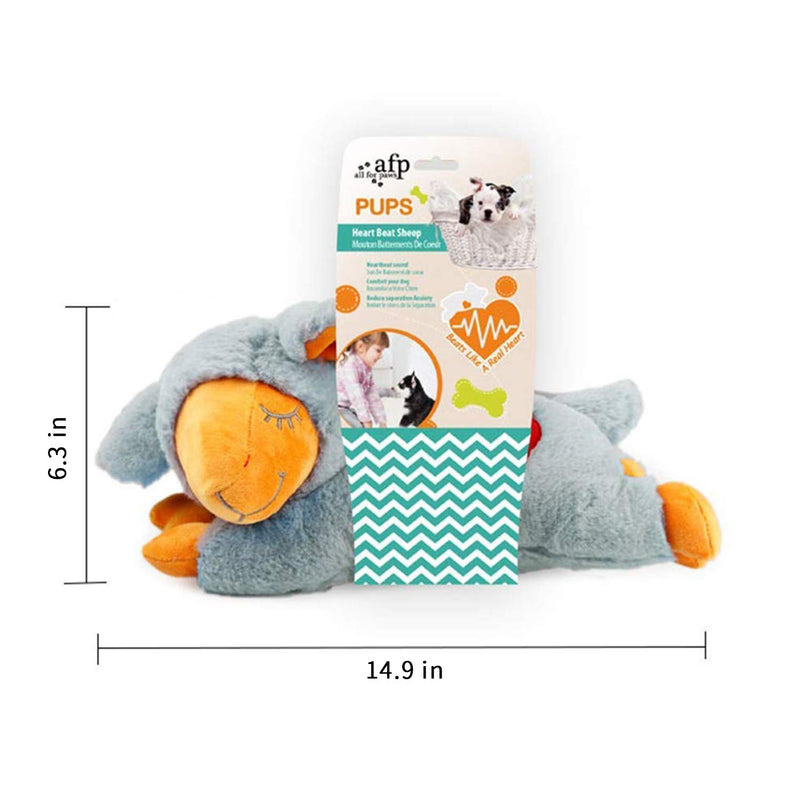 ALL FOR PAWS AFP Snuggle Sheep Pet Behavioral Aid Toy Plush Toy (TWO HEARTBEAT, Gray) TWO HEARTBEAT - PawsPlanet Australia