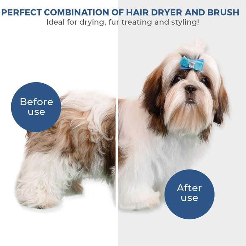 LUOWAN 2-In-1 Pet Dog Hair Dryer Comb 300W Low Noise Grooming Blower with Adjustable Temperatures Settings for Small and Medium Dogs and Cats(UK Plug) - PawsPlanet Australia