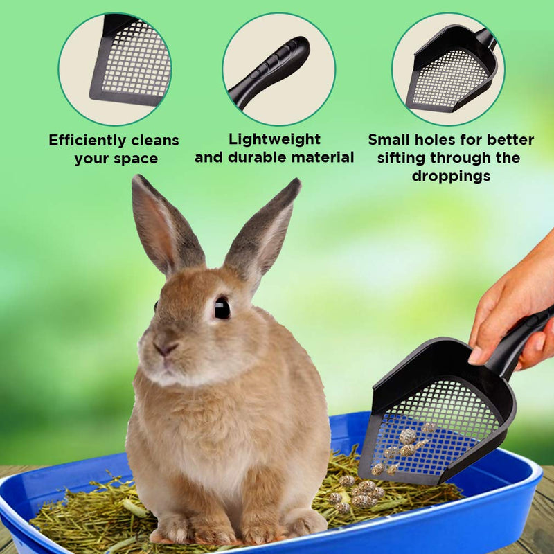 SunGrow Litter Scoop for Rabbits, Black 12" x 5" x 2" Plastic Shovel, Deep Scatterproof Sides, Pointed Edge for Reaching Corners, Ergonomic Handle, Boosts Optimal Pet Well-Being, 1-pc - PawsPlanet Australia