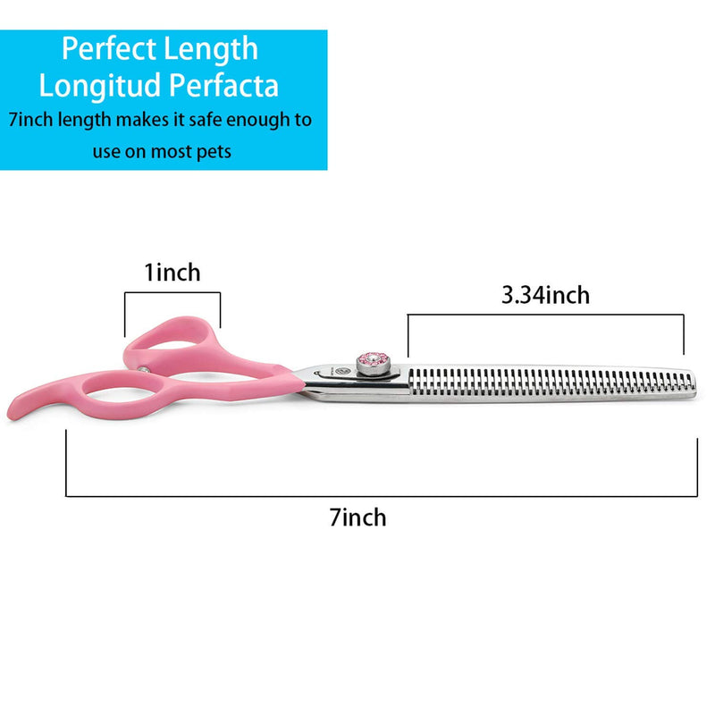 [Australia] - Univinlions 7 Inch Dog Haircut Scissors Shears- Professional Grooming Hair Cutting Curved Thinning Sheers for Dogs Cat Pet- Pink 440c Japanese Stainless Steel Shear 7 Inches Blender 