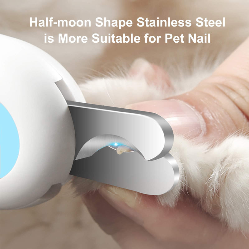 [Australia] - Luccalily Cat Nail Clipper with Safety Guard, Pet Toenail Clippers with Light, LED Claw Clipper for Small Dogs with Nail File Comb BLUE 