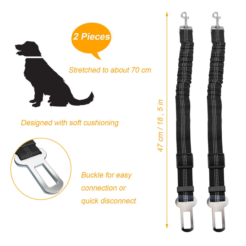 Car Seat Belt Dog Safety Harness for Small/Large/Medium Dogs Pack of 2 Black - PawsPlanet Australia