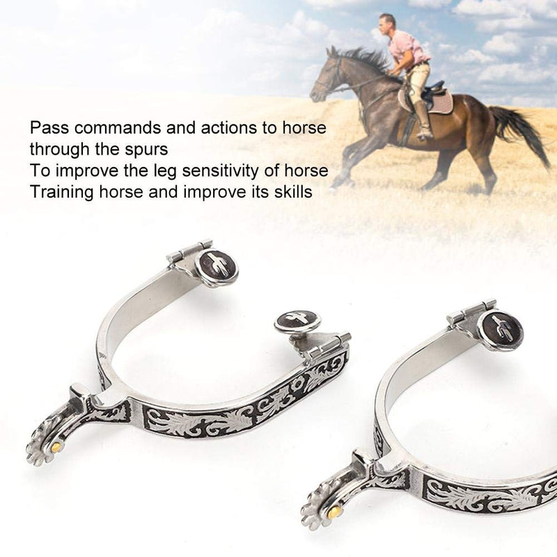 Zerodis Stainless Steel Horse Spurs, West Cowboy Horse Boot Spurs Decoration with Gear Spurs for Boots Equestrian Equipment for Equestrian Competition Entertainment - PawsPlanet Australia