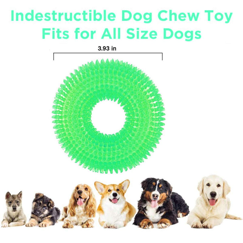 BDUK Durable pet Dog Squeaky Chew Toys, Bite Resistant Non-Toxic Soft Natural Rubber, Dog Pet Chew Tooth Cleaning Ring Toy for Aggressive Chewer for Small and Medium Dogs Training Playing (Green) Green - PawsPlanet Australia