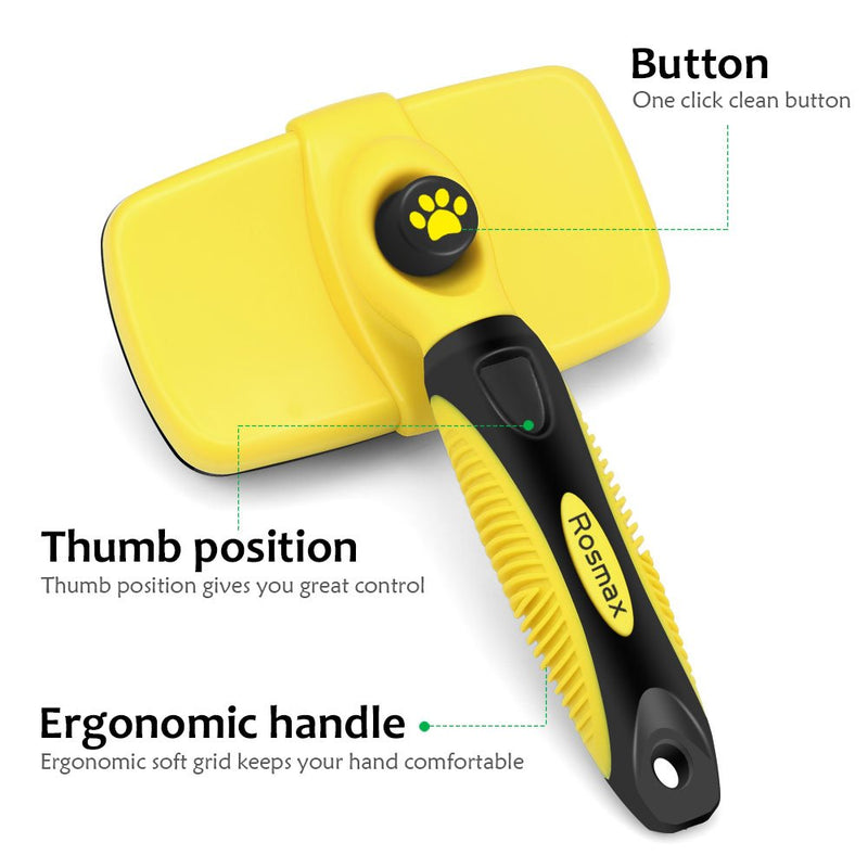 [Australia] - Wangou Self Cleaning Slicker Brush, Pet Grooming Brush for Dogs and Cats, Shedding Tools for Small Medium Large Dogs and Cats with Short or Long Hair- Easy to Clean BYellow1 