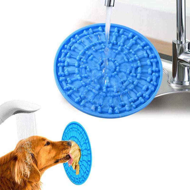 Amasawa Dog Licking Pad,Silicone Slow Feeder Lick Mat,Dog Bath Lick Mat with Suction Slow Feeder,Used for Bath Cosmetic Training (Blue) - PawsPlanet Australia