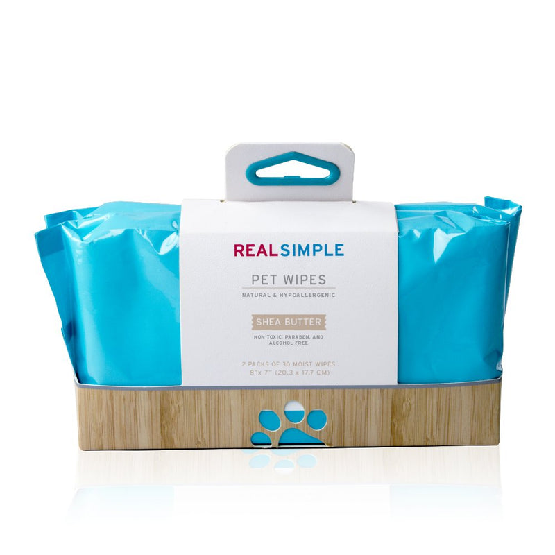 [Australia] - Real Simple Hypoallergenic Pet Wipes - 2 Packs of 30 - Dogs, Cats, Rabbits, More - Non Toxic, Paraben and Alcohol Free for Sensitive Pets Fresh Aloe 